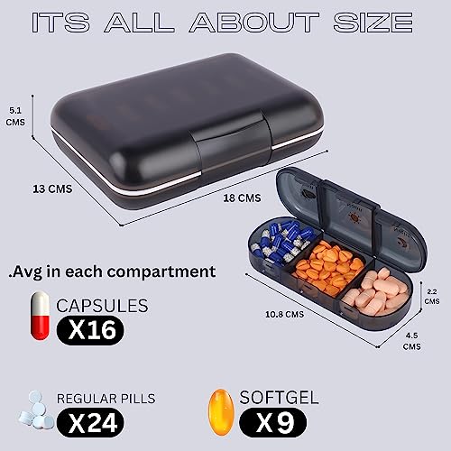 Crownmart weekly pill organizer 3 times a day, portable travel pill box weekly with large compartments moisture-proof pill case for vitamin, Medicine, pills, supplements