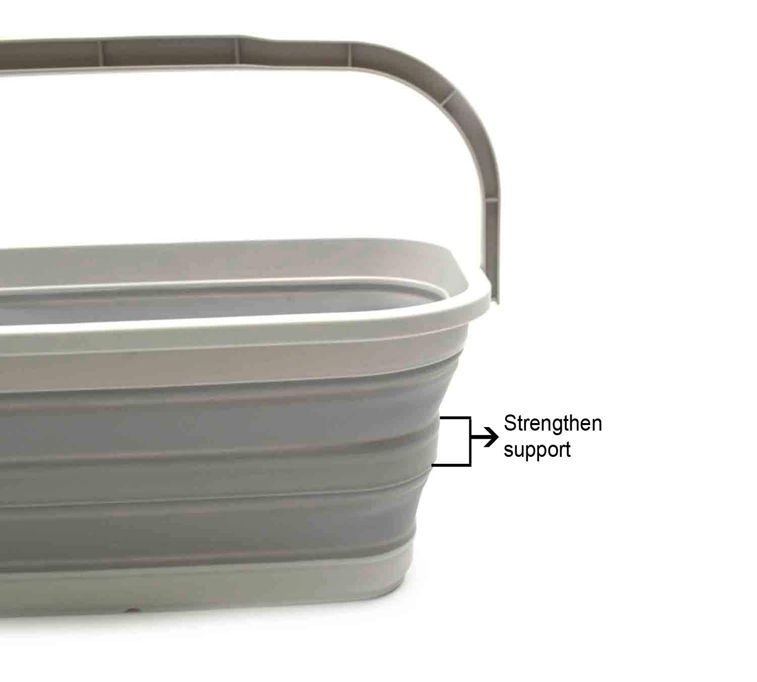 SAMMART 11.6L (3.06 Gallon) Collapsible Rectangular Handy Basket/Bucket (Grey, 1)