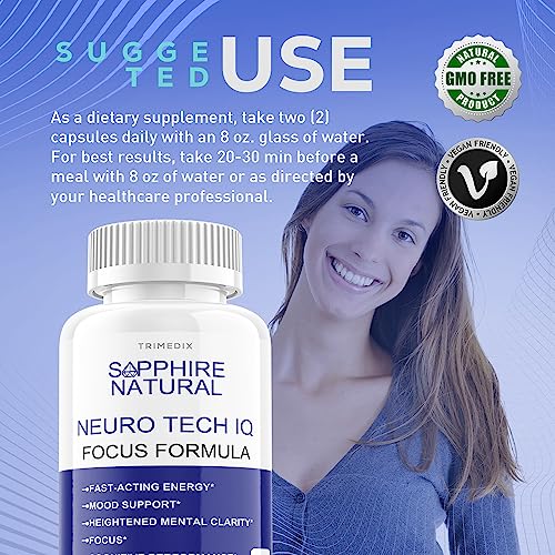 (5 Pack) Sapphire Natural Neuro Tech IQ - Neuro Tech IQ Brain Neurotech IQ Pills Brain Supplement 60 Capsules, Neuro Tech IQ Brain Enhancement Supplement, 300 Capsules for 150 Days