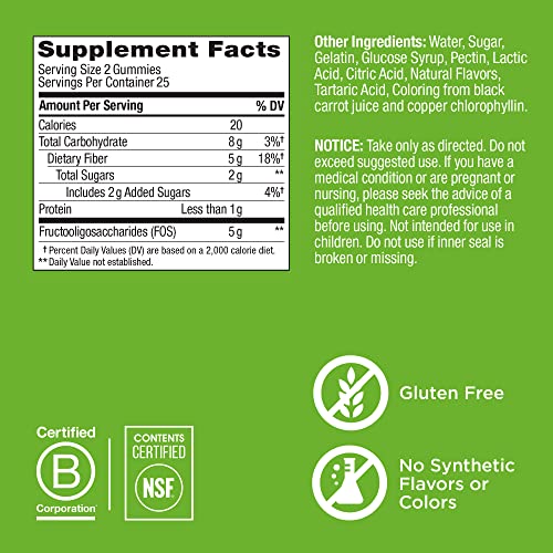 OLLY Fiber Gummy Rings, 5g Prebiotic Fiber, FOS (Fructo-oligosaccharides), Digestive Support, Berry Melon 50ct