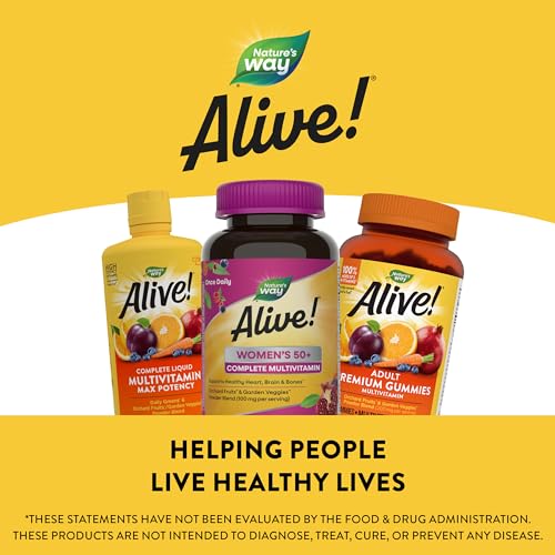 Nature's Way Alive! Women's 50+ Complete Multivitamin, Supports Healthy Heart, Brain, Bones*, B-Vitamins, Gluten Free, 130 Tablets (Packaging May Vary)