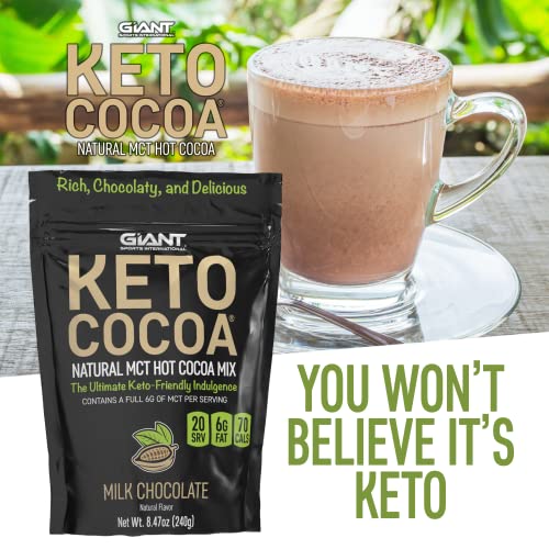 Keto Cocoa | Delicious Sugar Free Instant Hot Chocolate Mix with 6g of MCTs for Ketogenic Diet Low Carb Lifestyle | No Gluten | 20 Servings