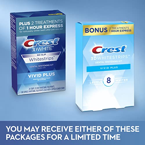 Crest 3D Whitestrips, Vivid Plus, Teeth Whitening Strip Kit, 24 Strips