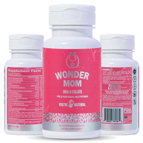 YOU'RE NATURAL Prenatal and Postnatal Vitamins for Women with Folate, DHA, Probiotics, Iron, Myo Inositol, Biotin, D3, B12 to Support Fetal Development, Pregnancy Must Have. 30 Day Supply