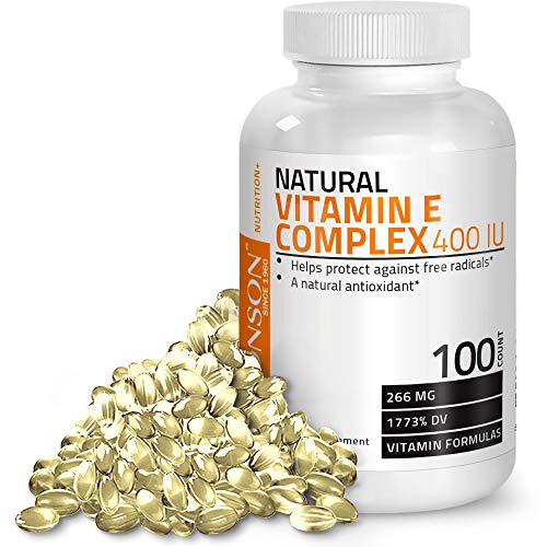 Bronson Natural Vitamin E Complex Supplement 400 I.U. (80% D-Alpha Tocopherol), Natural Antioxidant, 100 Softgels