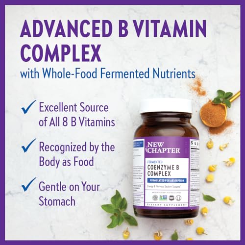 New Chapter Vitamin B Complex – Fermented Coenzyme B Complex Rich in Vitamin B12 + Vitamin B6 + Biotin + Made with Organic Ingredients - 90 ct