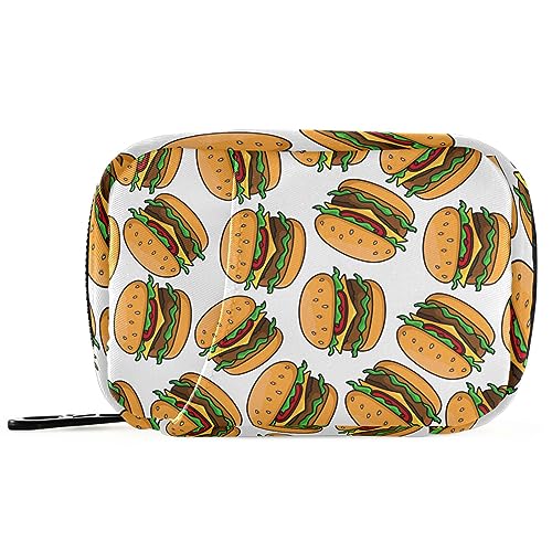 Fast Food Cheeseburgers Travel Pill Organizer Case 7 Day Pill Box Holder Large Daily Medicine Organizer for Vitamins Medication Fish Oil Supplements