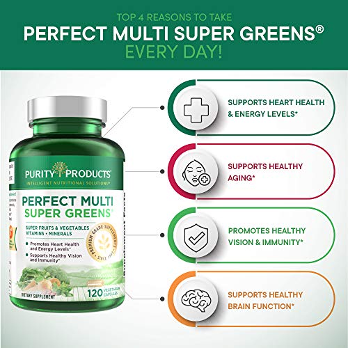 Purity Products Perfect Multi Super Greens Dietary Supplement Health Nutrition, 120 count