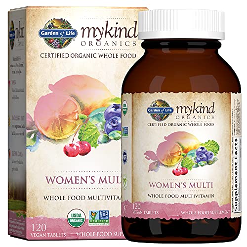 Garden of Life Organics Multivitamin for Women, Womens Multi with Vitamin C, D, Folate, B6, B12, Biotin, Iron, Vegan Whole Food Vitamins for Women, Energy, Skin, Nails, 120 Tablets