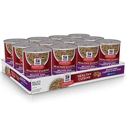 Hill's Science Diet Wet Dog Food, Adult 7+, Healthy Cuisine, Braised Beef, Carrots & Peas Stew, 12.5 oz. Cans, 12-Pack