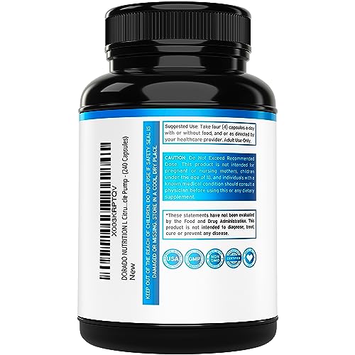 L Citrulline 3000mg Supplement (240 Capsules) Support L Arginine & Nitric Oxide Pills - Stamina, Endurance, Performance for Workouts - NO Supplements for Men - Gluten Free, Non-GMO, Vegan Capsules