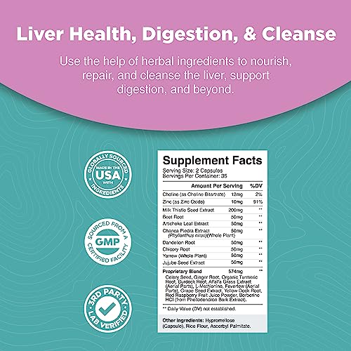 Liver Cleanse Detox & Repair Formula - Herbal Liver Support Supplement with Milk Thistle Dandelion Root Turmeric and Artichoke Extract for Liver Health - Silymarin Liver Detox 70 Capsules