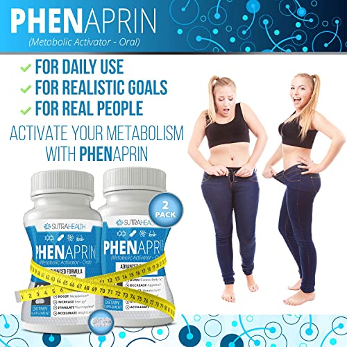 PhenAprin Diet Pills (Pack of 2) – 2x Potent Thermogenic Fat Burner and Metabolism Support - Appetite Suppressant Mood & Brain Function and Weight Loss Management Boost for Men and Women.