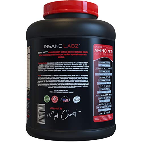 Insane Labz Insane Whey,100% Muscle Building Whey Protein, Post Workout, BCAA Amino Profile, Mass Gainer, Meal Replacement, 5lbs, 60 Srvgs (Packaging May Vary) (Chocolate Peanut Butter)