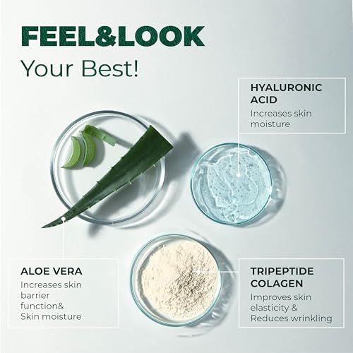 Marine Collagen and Hyaluronic Acid Supplements, Aloe Vera Leaf Gel and Vitamin E-Beauty Focus Collagen Peptides Pills–Collagen Supplements With Hyaluronic Acid for Hair Skin Nails-90 Collagen Caps