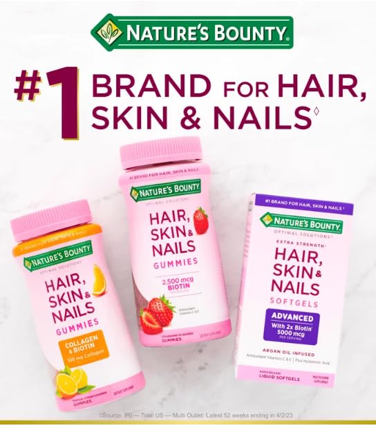 Biotin 10,000 mcg, Hair Skin and Nails, Softgels, 90 Ct,Nature's Bounty and Bookmark Gift of YOLOMOLO