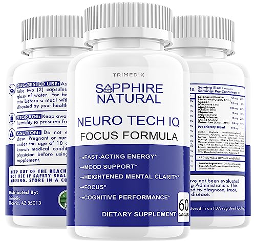 (5 Pack) Sapphire Natural Neuro Tech IQ - Neuro Tech IQ Brain Neurotech IQ Pills Brain Supplement 60 Capsules, Neuro Tech IQ Brain Enhancement Supplement, 300 Capsules for 150 Days