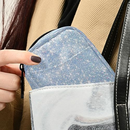 Flradish Blue Glitter Sequins Weekly Pill Organizer Portable Removable 7-Day Travel Zippered Pill Case Purse Pill Box Organizer for Vitamins Pills Supplements