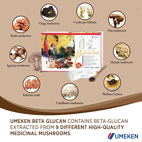 Umeken Beta Glucan - Immune Boost, Mushroom Extract, Dietary Supplement, 30 Packets, 1 Month Supply