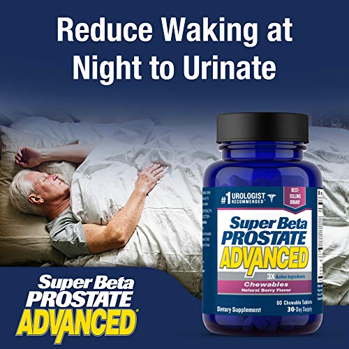 Super Beta Prostate Advanced Chewables - Delicious, Urologist Recommended Prostate Supplement for Men – Reduce Bathroom Trips, Promote Sleep, Support Prostate Health (60 Chews, 1-Bottle)