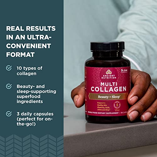 Ancient Nutrition Collagen Pills for Hair, Skin and Nails, Beauty + Sleep 90 Ct, Collagen Supplement + Magnesium, Supports Skin and Nails, Sleep, Paleo and Keto Friendly, Gluten Free