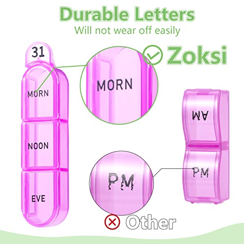 Zoksi Monthly Pill Organizer 3 Times a Day, One Month Pill Box Organizer Morn-Noon-Eve, 30 Day Pill Case for Travel, 31 Day Medicine Organizer with 32 Removable Compartments for All Meds