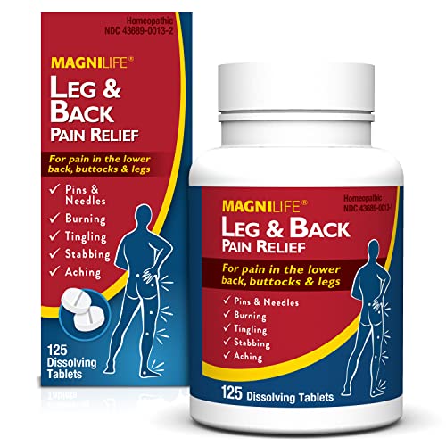 MagniLife Leg & Back Pain Relief, Fast-Acting for Sciatica Pain, Naturally Soothe Burning, Tingling and Stabbing Pains - 125 Tablets