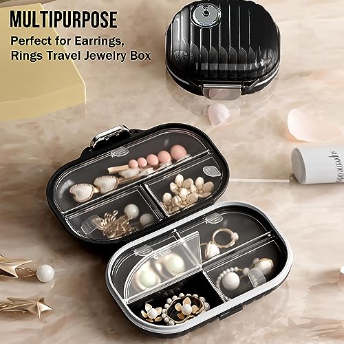 2 Pack Pill Organizer Pill Box 7 Compartments Large Pill Dispenser Home Travel Supplement Holder Airtight Vitamin Container Daily Medicine Travel Essentials(Small+ Large)