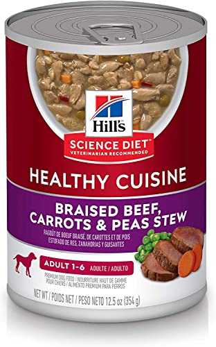 Hill's Science Diet Wet Dog Food, Adult, Healthy Cuisine, Braised Beef, Carrots & Peas Stew, 12.5 oz. Cans, 12-Pack