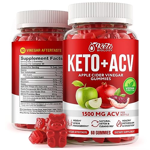 Keto ACV Gummies 1500 mg - ACV Keto Gummies for Weight Loss & Detox - Vegan Apple Cider Vinegar Gummies for Ketosis, Metabolism & Energy - AC Keto Gummies with Magnesium, Calcium & Sodium BHB Salts