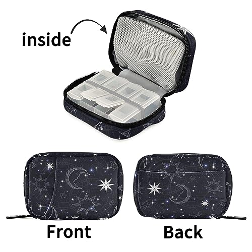 Moon Star Travel Pill Organizer Case Weekly Portable Pill Bag Container 7 Days Pill Box Organizer for Vitamin Fish Oil Travel Family Business