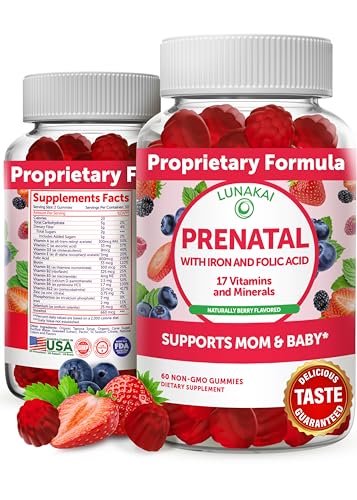 Prenatal Vitamins with Iron & Folic Acid - Proprietary Formula Pregnancy Multivitamin Gummies for Women, 60 Count