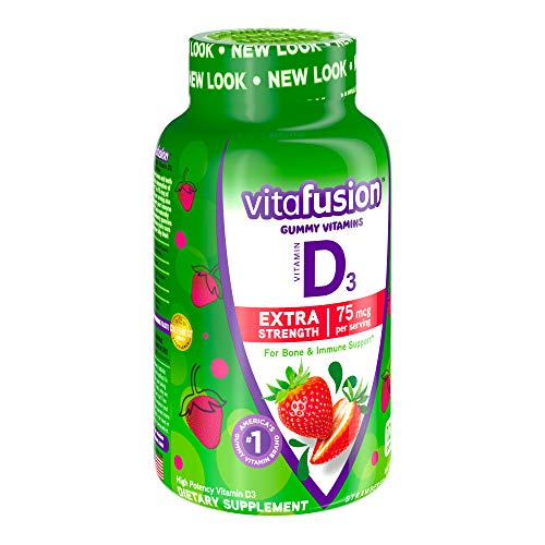 vitafusion Extra Strength Vitamin D3 Gummy, Strawberry Flavored Bone and Immune System Support (1) 120 Count