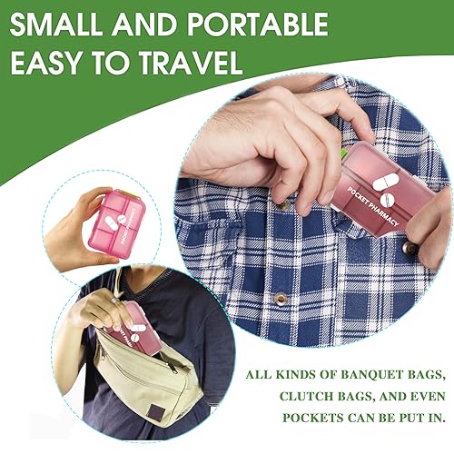 4Packs Pocket Pharmacy™ with Brand Labels, Portable Travel Med Wallet, Pocket Pill Box Dispenser Suitable for Storing Fish Oil Vitamin Medication, Etc.