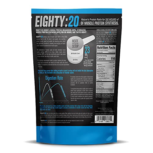 Eighty:20 Protein Powder Casein & Whey Blend | Fast & Slow Digesting Proteins for 6 Hours Muscle Protein Synthesis for Men & Women | Keto Friendly & Great Tasting (Peanut Butter Chocolate)