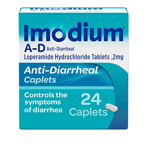 Imodium A-D Diarrhea Relief Caplets with Loperamide Hydrochloride, Anti-Diarrheal Medicine to Help Control Symptoms of Diarrhea Due to Acute, Active & Traveler's Diarrhea, 24 ct.