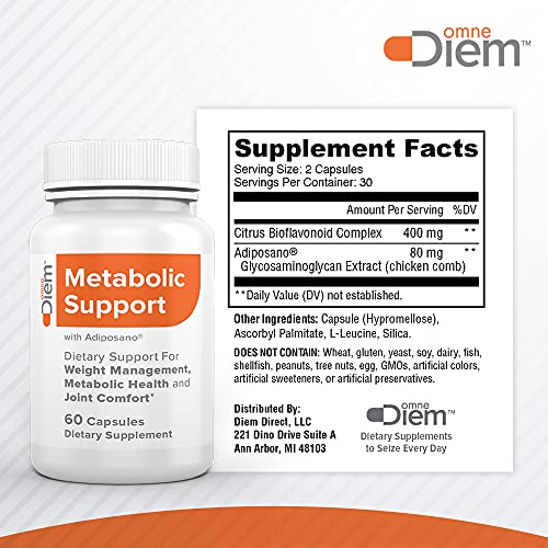 Omne Diem Metabolic Support with Adiposano, 60 Capsules – Dietary Supplement for Weight Management, Metabolic Health & Joint Comfort