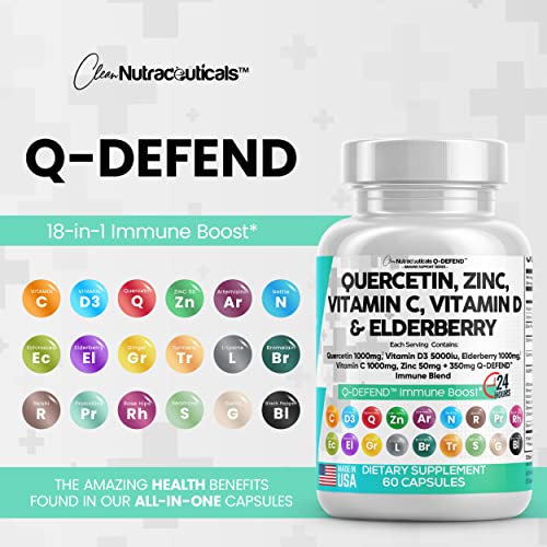 Quercetin 1000mg Zinc 50mg Vitamin C 1000mg Vitamin D 5000 IU Bromelain Elderberry - Lung Immune Defense Support Supplement Adults with Artemisinin, Sea Moss, Echinacea, Garlic Immunity Allergy Relief