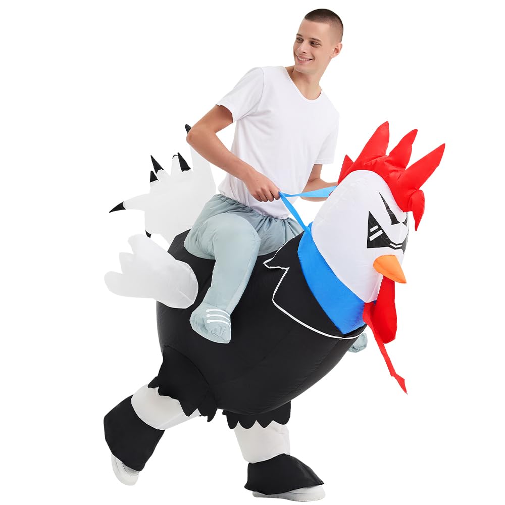 Decalare Inflatable Costume For Adults,Ride On Chicken Costume, Halloween Costumes For Men/Women,Funny Blow up Costumes (Suit Rooster)