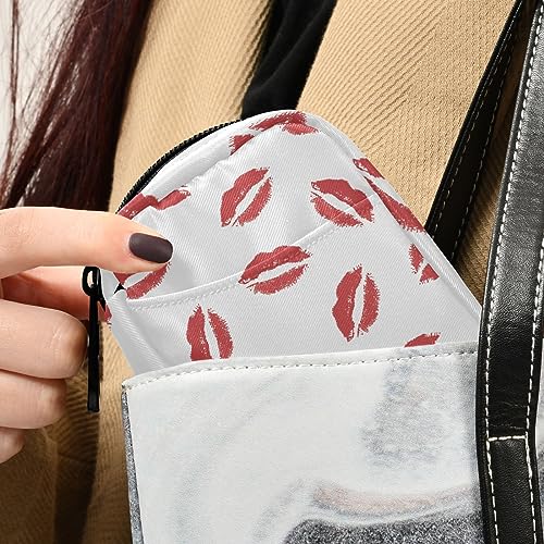 Red Lipstick Kiss Travel Pill Organizer Case Small Pill Box for Purse Portable Medicine Organizer Box for Travel Family Business Vitamins Fish Oil Supplements