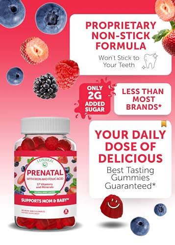 Prenatal Vitamins with Iron & Folic Acid - Proprietary Formula Pregnancy Multivitamin Gummies for Women, 60 Count