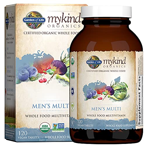 Garden of Life Organics Whole Food Multivitamin for Men, 120 Tablets, Vegan Mens Vitamins and Minerals for Mens Health and Well-Being, Certified Organic Vegan Mens Multi