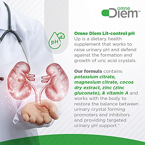 Omne Diem Lit-Control pH Up, 60 Capsules – Dietary Supplement for pH Alkalization to Support Kidney & Urinary Tract Health