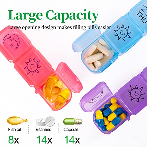 MERICARGO 7 Day Pill Organizer 3 Times a Day Pill Box, MERICARGO Weekly Medicine Organizer Pill Case Large Daily Pill Container for Fish Oils, Vitamin, Supplements