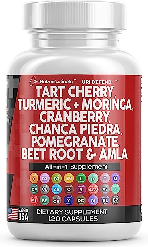 Tart Cherry Extract Capsules 20,000mg with Turmeric 8000mg Moringa 4000mg Cranberry 2000mg Chanca Piedra Celery Quercetin Beet Root ACV Pomegranate L Selenomethionine - Uric Levels - 120 Ct USA