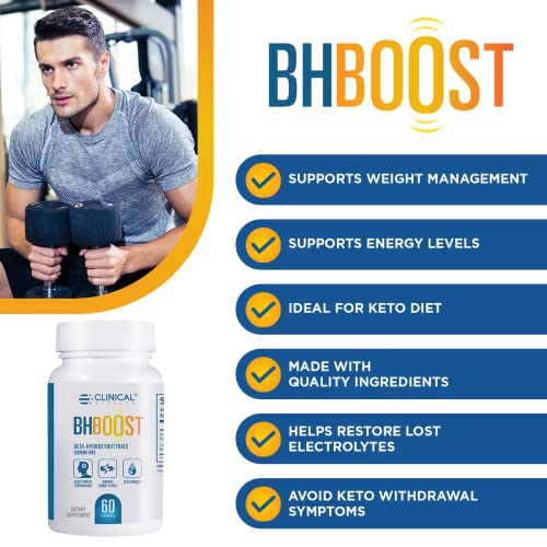 Clinical Effects Keto Support BHBoost - Supplement for Keto Weight Support - Helps Restore Electrolytes and Energy Levels - Sodium-Free - 60 ct