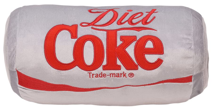 Coca Cola Diet Coke Can Classic Gray Embroidered Plush Throw Pillow, 13 in