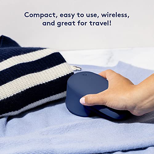 Nori Trim Rechargeable High-Power Fabric Shaver and Lint Remover with Large Shaving Area to Remove Fuzz and Pill on Clothes, Sweater, Furniture, Navy