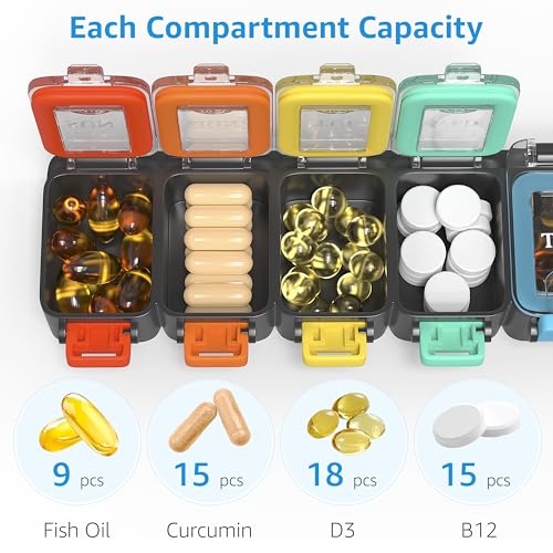 Moisture-Proof Weekly Pill Organizer - 7 Day Pill Case Travel and Home Large Pill Box Container Daily Medicine Organizer Box Week Pocket Pharmacy Medication, Vitamins, Supplements Portable Pill Holder