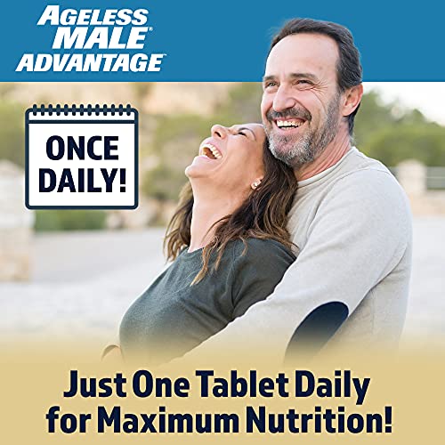 Ageless Male Advantage Premium Once a Day Multivitamin for Men 50 Plus, Plus Brain and Cholesterol Care, Vitamins A C D K B1 B2 B3 B6 B12 Zinc & Extra Defense Blend - 45 Tablets